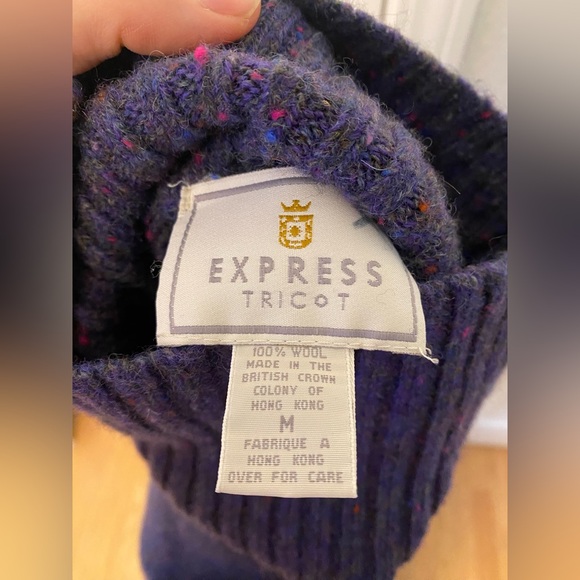 Express Tricot Sweaters - Express Tricot Women’s Deep Purple Turtleneck Wool Sweater Size M